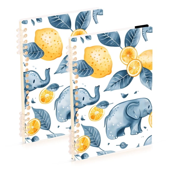Lovely Elephants Leaves Lemons Notebook Detachable Coil Notebook Diary Plan Book A5 Size 60 Pages 1 Pack
