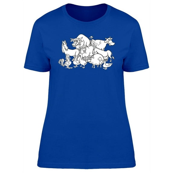 Lovely Farm Animals Cartoon T-Shirt Women -Image by Shutterstock, Female XX-Large
