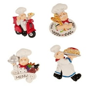 Lovely Fat Chef Fridge Magnets, Set of 4pcs Chef Figurine Statue Decorations Stickers for Home Restaurant Kitchen
