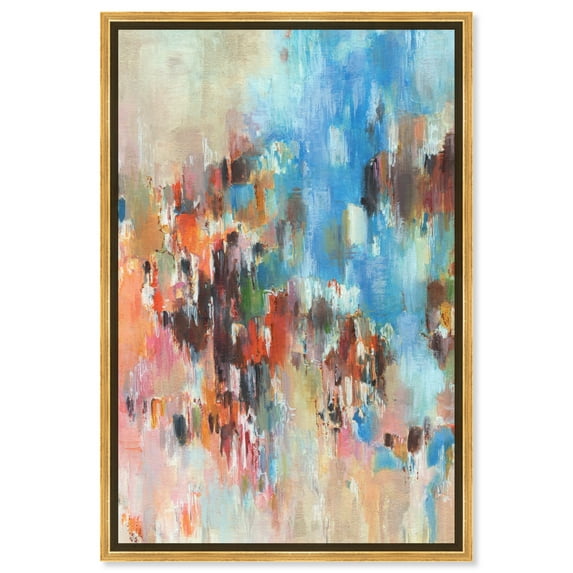 Lovely Feeling Blue Abstract Wall Art Canvas Wall Art by Art Remedy, Gold Floater Frame, 25.5" x 37.5"