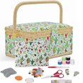 thumbnail image 1 of Lovely Festive Sewing Box with Accessories, Enough Roomy Sewing Basket for a Beginner Granddaughter Daughter Christmas Birthday Wedding Gift - 9.5" x 6.9" x 5.1", 1 of 7