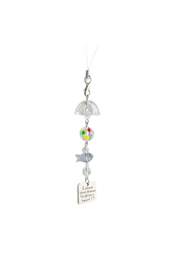 Lovely Fish Shape Wind Chimes Strap Lightweight Acrylic Keychain Jewelry Gift for Adults
