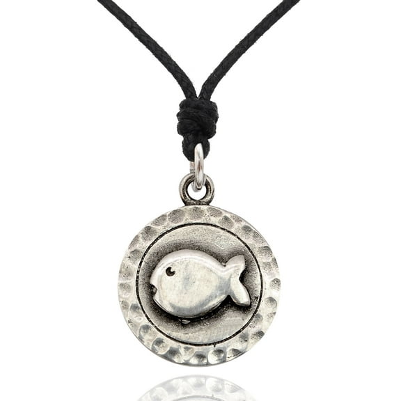 Lovely Fish Silver Pewter Charm Necklace Pendant Jewelry With Cotton Cord