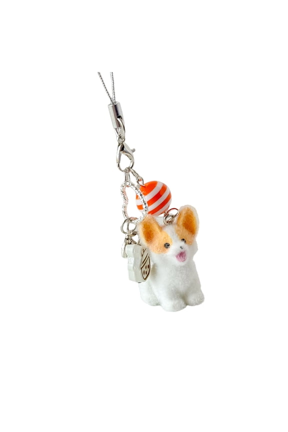 Lovely Flocking Dog Keychain Resin Key Holder Versatile Decoration For Keys Bags And Accessories Trendy Pet Lover Gift