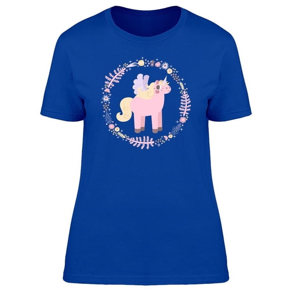 Lovely Floral Magic Unicorn T-Shirt Women -Image by Shutterstock, Female Medium