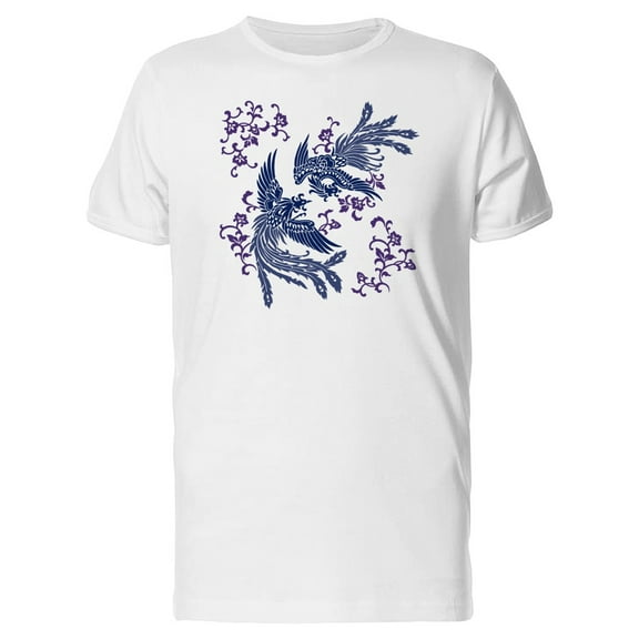 Lovely Floral Phoenix Birds T-Shirt Men -Image by Shutterstock, Male XX-Large
