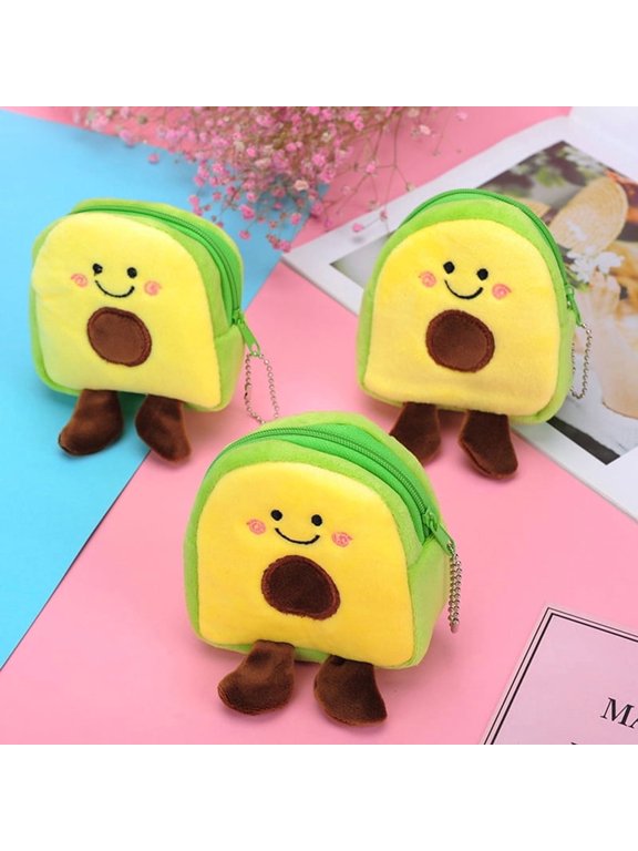 Lovely Fruit Avocado Shape Coin Purse Earphone Lipstick Storage Bags Plush Toys