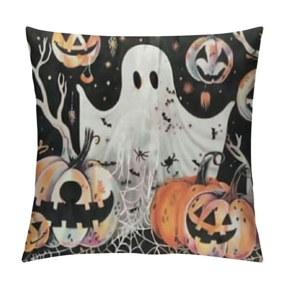 Lovely Ghost Pillow Covers for Couch Sofa Bed Happy Halloween Pillow Covers Colorful Gradient Style Pillowcase Cushion Case Spider Web and Pumpkin Outdoor Pillow Covers