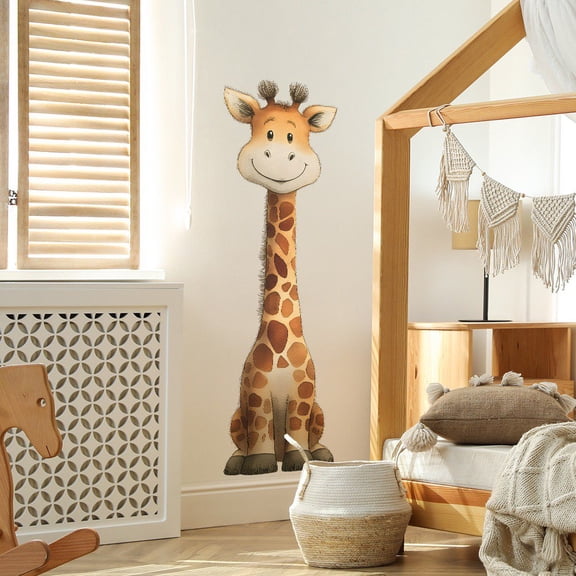 Lovely Giraffe Animal Wall Stickers Removable Giraffe Wall Decals Peel and Stick Wall Art Decorations Home Decor for Kid Nursery Baby Bedroom Living Room Playing Room Murals glass decals