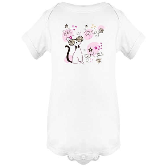 Lovely Girl Cute Kitten Cartoon Bodysuit Infant -Image by Shutterstock,  Newborn
