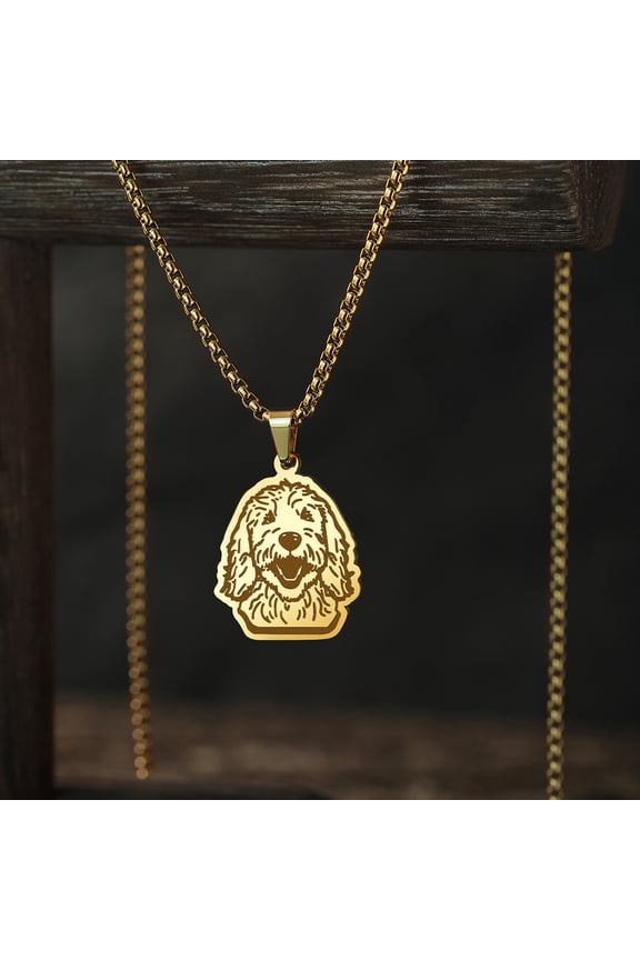 Lovely Goldendoodle Pendant Necklace For Women Men Stainless Steel Jewelry Choker Charm Necklace Gift