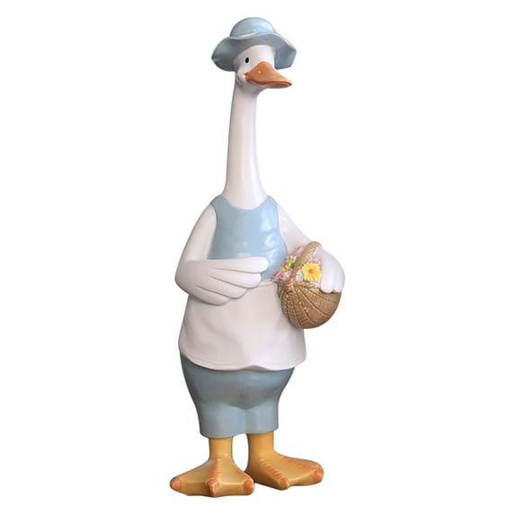 Lovely Goose Statue Decoration Garden Outdoor Indoor Resin Figurine Patio Porch Decor Waterproof Animal Sculpture Yard Art Home Decorative Piece