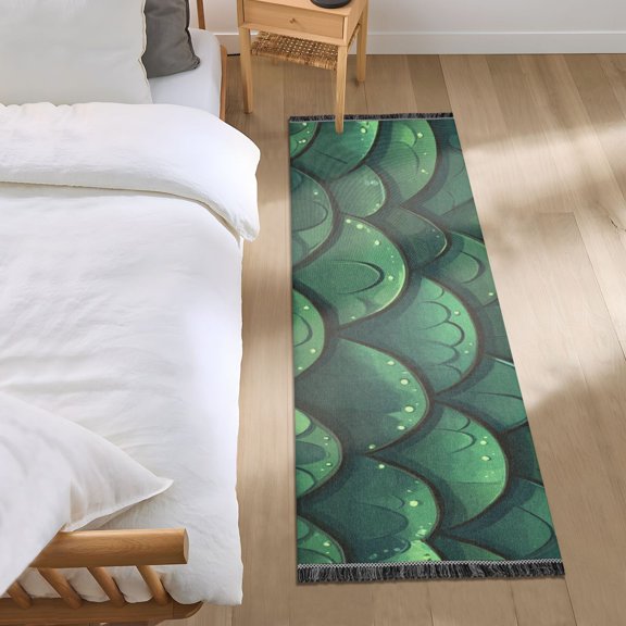 Lovely Green Scale Bedroom Runner Rug 2'x 6' Non Slip Carpet Indoor Home Area Rug Living Room