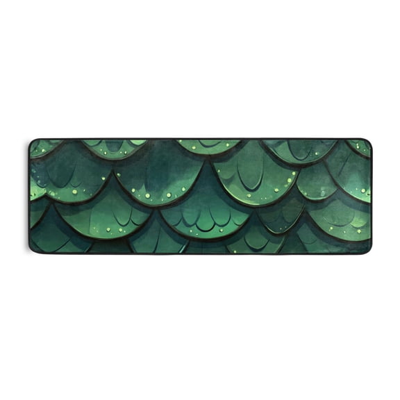 Lovely Green Scale Runner Rug for Hallways Kitchen Non Slip 2'x 6' Washable Hall Carpet for Bedroom Entryway Laundry Room