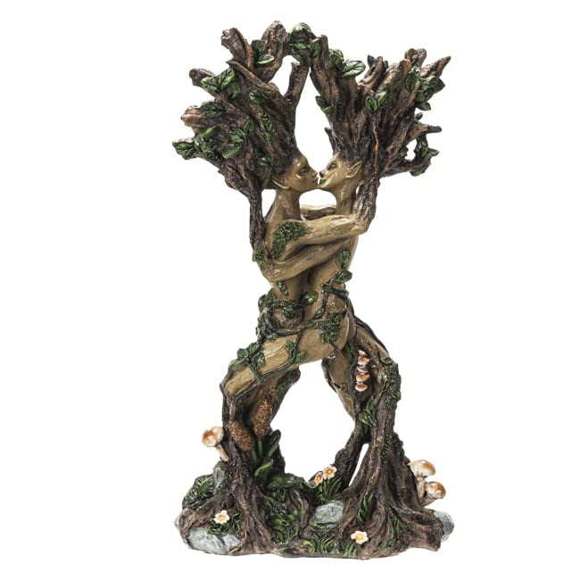 Greenman and Greenwoman Embracing Resin Tabletop Statue