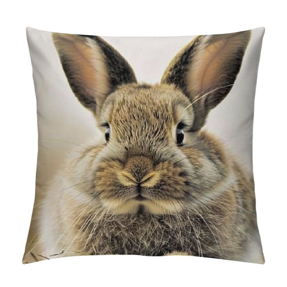 Lovely Grey Rabbit Super Soft Throw Pillow Case Decorative Cushion Cover Cute Animal Bunny Cushion Case Home Sofa Office Decor Pillowcase for Easter Gift (Bunny)