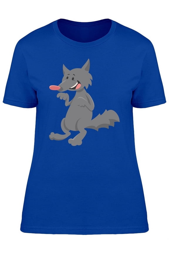 Lovely Grey Wolf Cartoon T-Shirt Women -Image by Shutterstock, Female Large