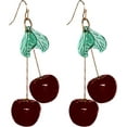 thumbnail image 1 of Lovely Handmade Cherry Food Fruit Drop Earring for Women 14K Gold Plated Lightweight Sweet Fruit Leaf Statement Dangle Earring Friendship Jewelry Birthday Gift, 1 of 10