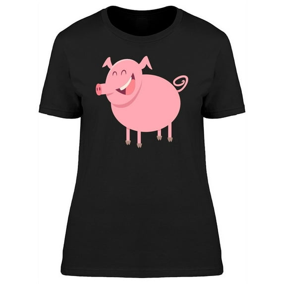 Lovely Happy Cartoon Pig T-Shirt Women -Image by Shutterstock, Female Small