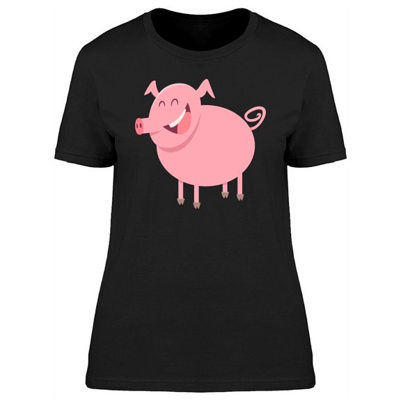Lovely Happy Cartoon Pig T-Shirt Women -Image by Shutterstock, Female x-Large