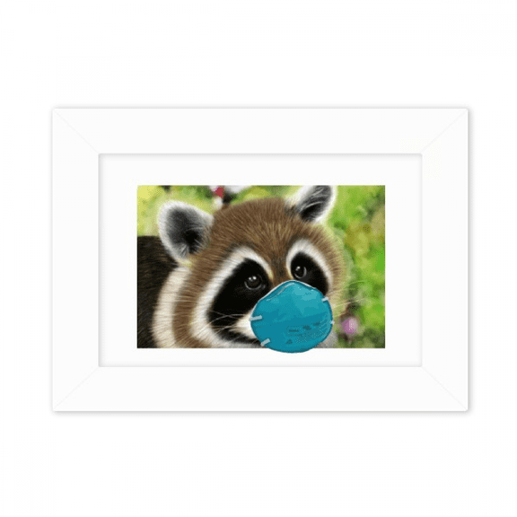 Lovely Head Raccoon Animal Expression Photo Mount Frame Picture Art Painting Desktop 5x7 inch
