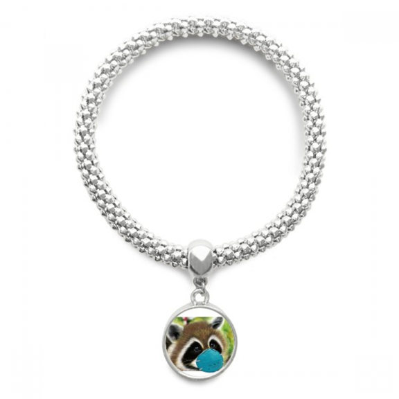 Lovely Head Raccoon Animal Expression Sliver Bracelet Pendant Jewelry Chain Adjustable Bangle