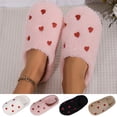 thumbnail image 1 of Lovely Heart Graphic Slippers for Women Memory Foam Anti-Slip Sole Lined with Warm Furry Perfect for Indoor & Outdoor Use Bedroom Cozy Slippers House Shoes, 1 of 6
