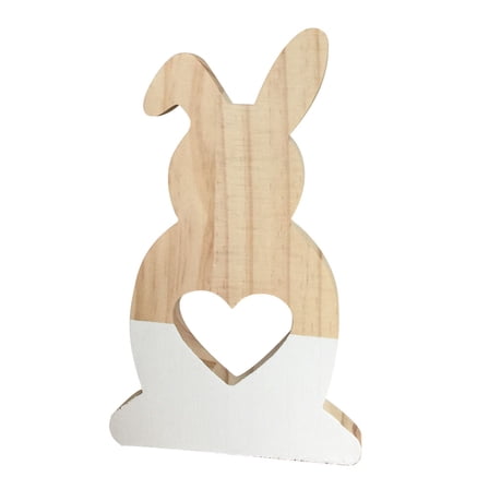 Lovely Hollow Heart Wooden Rabbit Art Craft Children Gift Home Office Decor