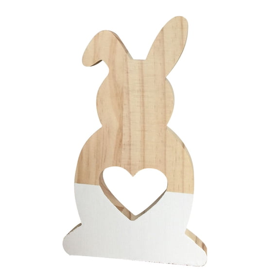 Lovely Hollow Heart Wooden Rabbit Art Craft Children Gift Home Office Decor