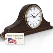 Mantel Clock, Wooden Mantle Clock for Living Room D cor - Silent, Decorative, Solid Wood, Battery Operated Mantle Clock for Fireplace Mantel, Office, Desk, Shelf & Home D cor Gift, 15x7.5 Inch