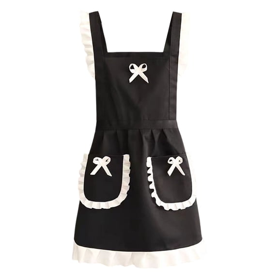Lovely Home Work Adjustable Apron Shop Cake Kitchen Cooking Aprons for Women Girls with Pocket for Gift,Black