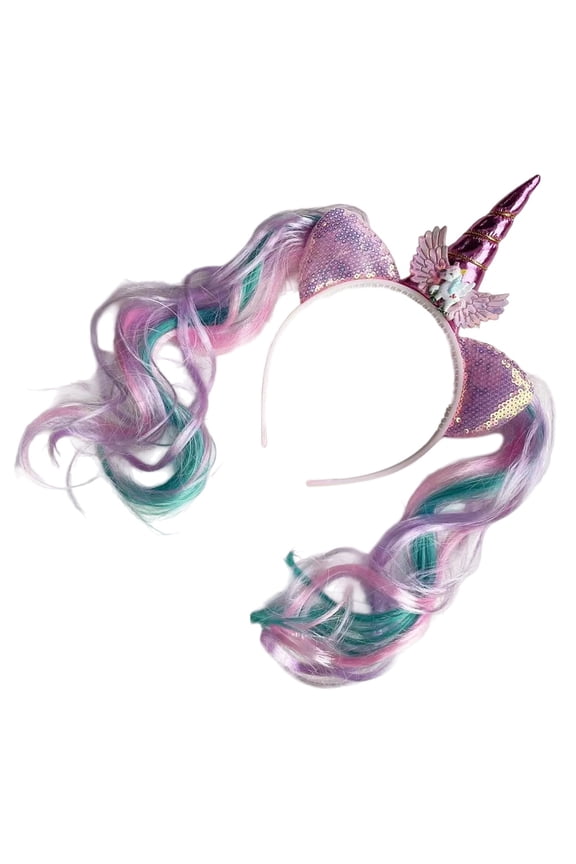 Lovely Horned Headband For Kids Girls Fish Tail Hairhoop Cartoon Character Hairband For Birthday Celebration