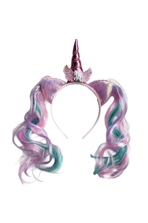 Lovely Horned Headband For Kids Girls Fish Tail Hairhoop Cartoon Character Hairband For Birthday Celebration
