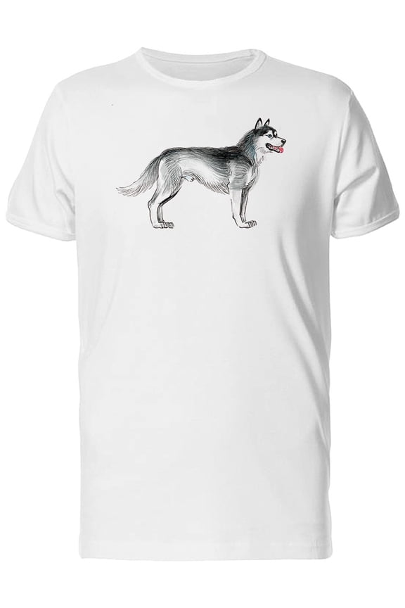 Lovely Husky Dog Sketch T-Shirt Men -Image by Shutterstock, Male Medium
