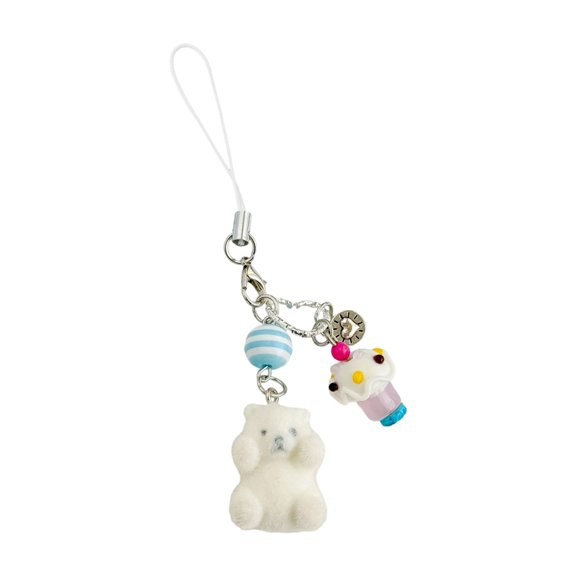 Lovely Ice Cream Bear Keyring Lightweight Phone Hanging Charm For Bag Keys Gift