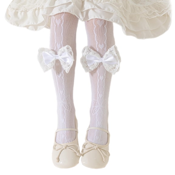 Lovely Inspired Tights Comfortable Breathable Mesh Designs with Bowknot Accents High Elastic Mesh Leggings for Girls