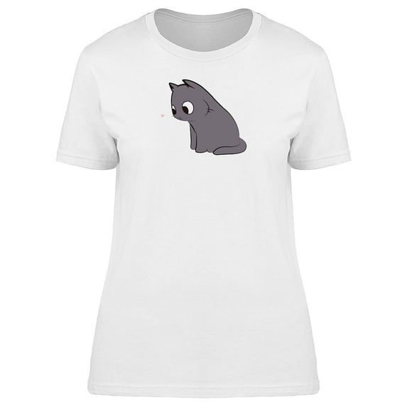 Lovely Kawaii Black Kitten T-Shirt Women -Image by Shutterstock, Female Small