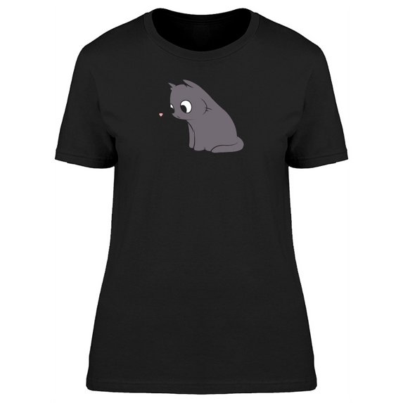Lovely Kawaii Black Kitten T-Shirt Women -Image by Shutterstock, Female XX-Large