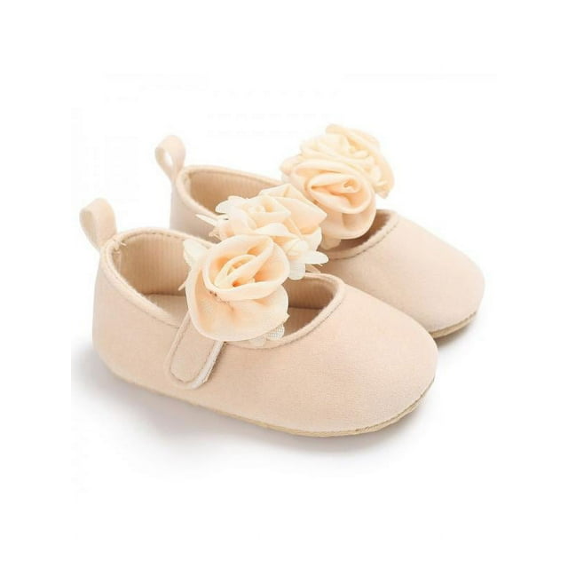 Lovely Kid Girls Princess Shoes Flowers Dance Shoes Suede Ballet Shoes Anti-slip Soft Sole Crib Hook & Loop Shoes (Toddler/Little Baby Girls)