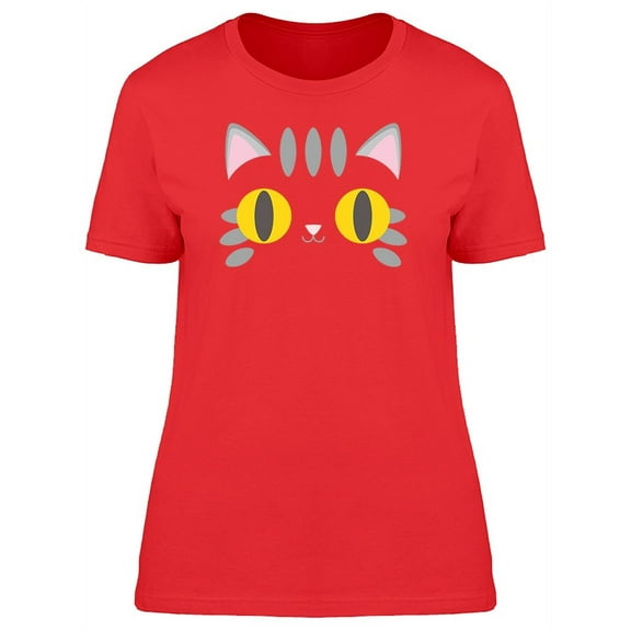 Lovely Kitten Face Cartoon T-Shirt Women -Image by Shutterstock, Female Small