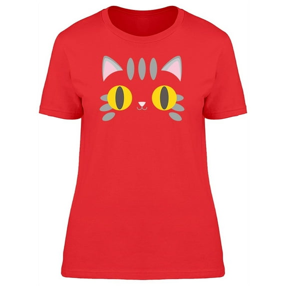Lovely Kitten Face Cartoon T-Shirt Women -Image by Shutterstock, Female x-Large