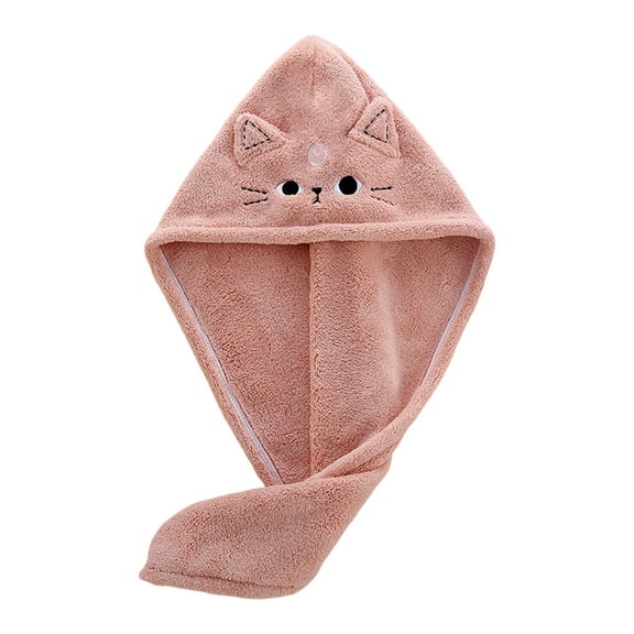 Lovely Kitten Hat Bath Towel From Fleece for Women’s Hair Care and Fast Drying Hair Turban