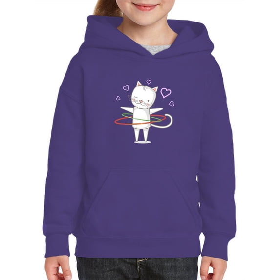 Lovely Kitten W Hula Hoops Hoodie Juniors -Image by Shutterstock, Large