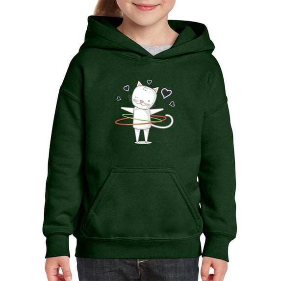 Lovely Kitten W Hula Hoops Hoodie Juniors -Image by Shutterstock, Medium