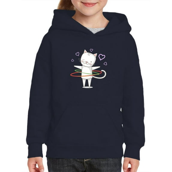 Lovely Kitten W Hula Hoops Hoodie Juniors -Image by Shutterstock, Medium