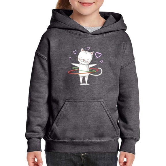 Lovely Kitten W Hula Hoops Hoodie Juniors -Image by Shutterstock, Small