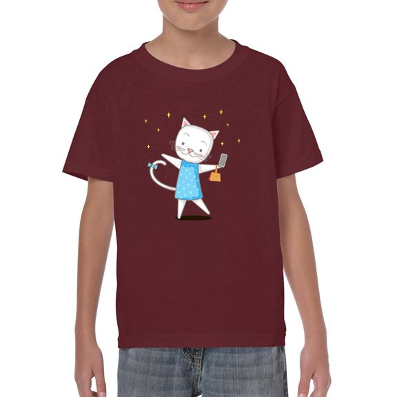 Lovely Kitten W Smarthphone T-Shirt Juniors -Image by Shutterstock,  x-Small