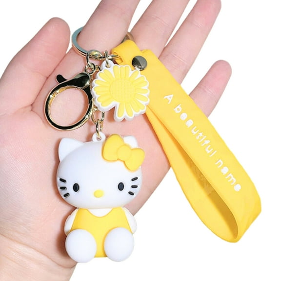 Lovely Kitty Keychain, Fashionable Cat Key Ring, Ideal Gift Bag Pendant- Yellow