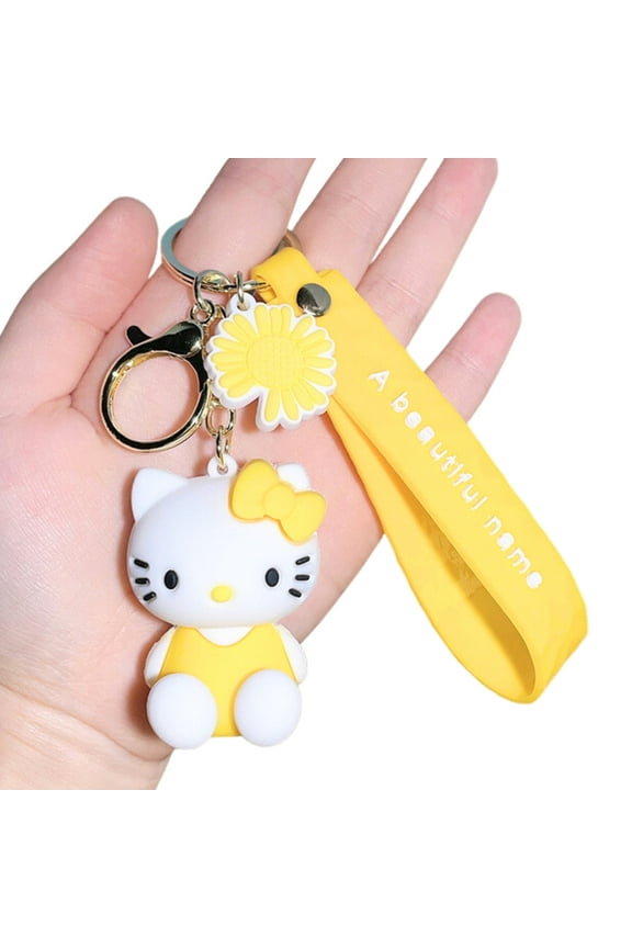 Lovely Kitty Keychain, Fashionable Cat Key Ring, Ideal Gift Bag Pendant- Yellow