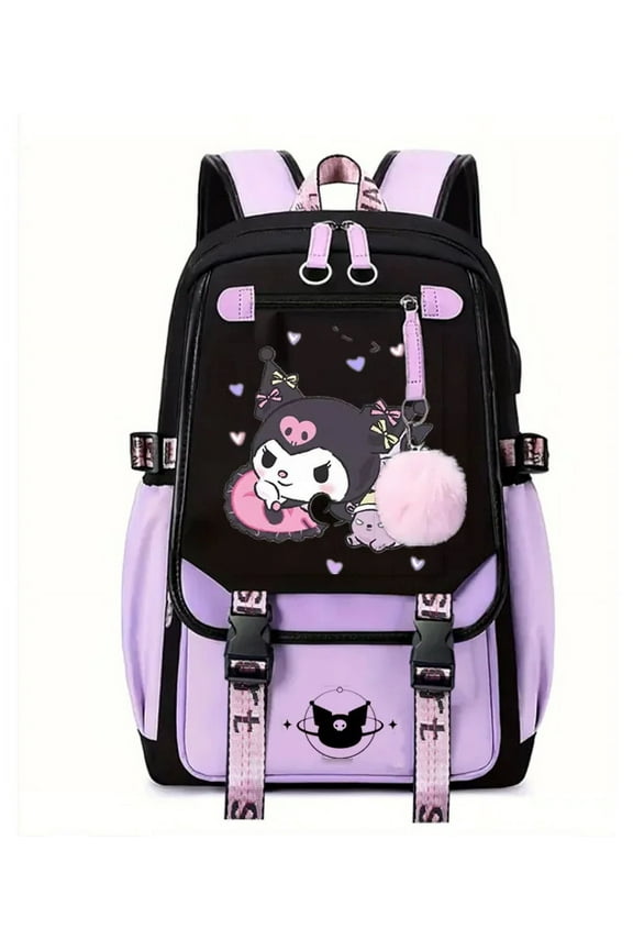 Lovely Kuromi Melody Backpacks Cosplay Unisex Students School Bag Patchwork Cartoon Bookbag Laptop Travel Outdoor Mochilas